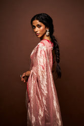 Ruhira Printed Tissue Saree - Peach Pink