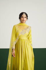 Sarah Dress with Dupatta - Yellow