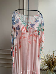 Secret Garden Peach Pleated Dress with Floral Jacket