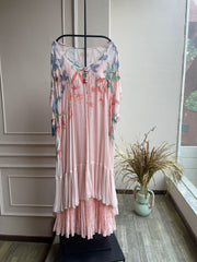 Secret Garden Peach Pleated Dress with Floral Jacket