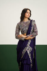 Taylor drape Saree Set - Purple RTS