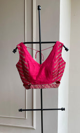 Pink Embroidered Blouse with Belt