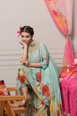 Dhiti Asymmetrical Top and Pant Set - Green