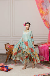 Dhiti Asymmetrical Top and Pant Set - Green