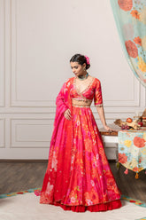 Rushi Lehenga Set with Dupatta - Red