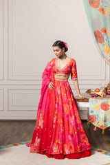 Rushi Lehenga Set with Dupatta - Red