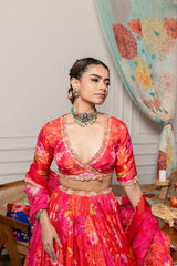 Rushi Lehenga Set with Dupatta - Red