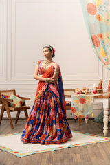 Lipi predraped lehenga set - Blue