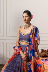 Visha Lehenga Set with Cape - Blue