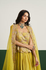 Zoya peplum set with cape - Yellow RTS