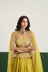 Zoya peplum set with cape - Yellow RTS