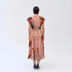 Aurora Floral Midi Dress- Coral
