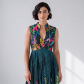 Dhara Floral Dress-Emerald Green