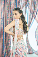Reyah Drape saree - Peach