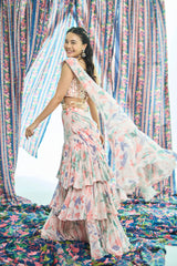 Reyah Drape saree - Peach