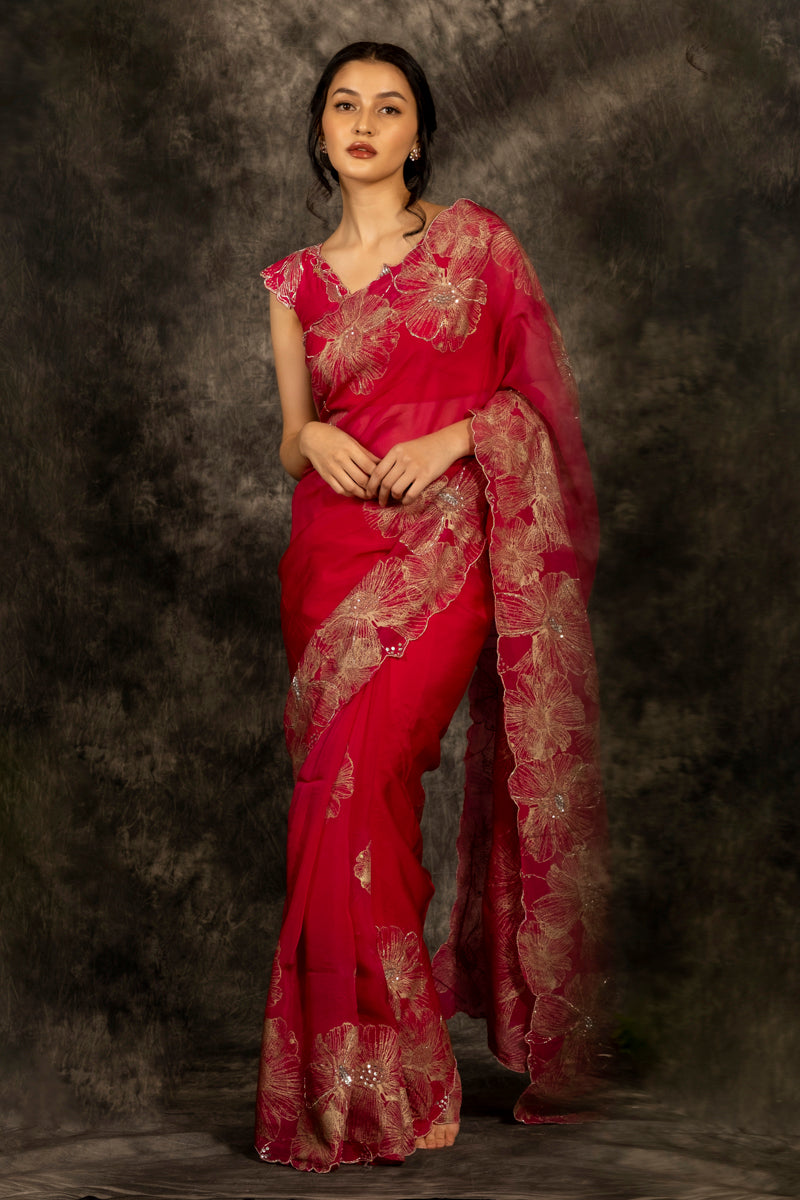 Aanya Saree- Hot pink