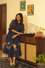 Ciri Pleated Dress - Ink Blue