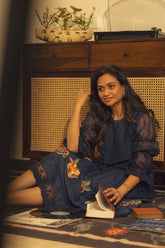 Ciri Pleated Dress - Ink Blue