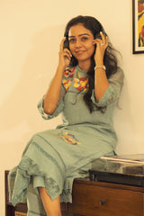 Eva Kurta Set - Ice Grey