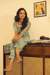 Eva Kurta Set - Ice Grey