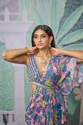 Reyah Drape saree - Navy Blue