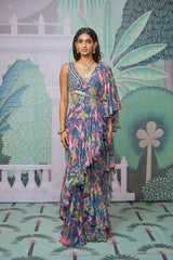 Reyah Drape saree - Navy Blue
