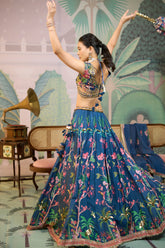 Leona Lehenga Set - Navy blue