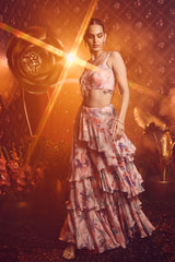 Reyah Drape Lehenga - Peach