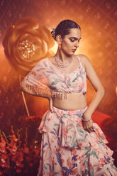 Reyah Drape Lehenga - Peach