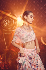 Reyah Drape Lehenga - Peach