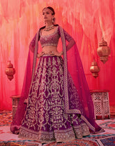 Magentha embroidered lehenga with embroidered blouse and dupatta