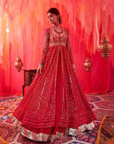 AMARNATH RED CHIKANKARI LEHENGA WITH EMBROIDERED BLOUSE AND DUPATTA
