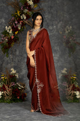 Rasya Saree - Chocolate brown