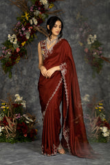 Rasya Saree - Chocolate brown