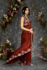 Rasya Saree - Chocolate brown