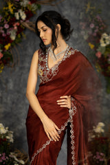 Rasya Saree - Chocolate brown