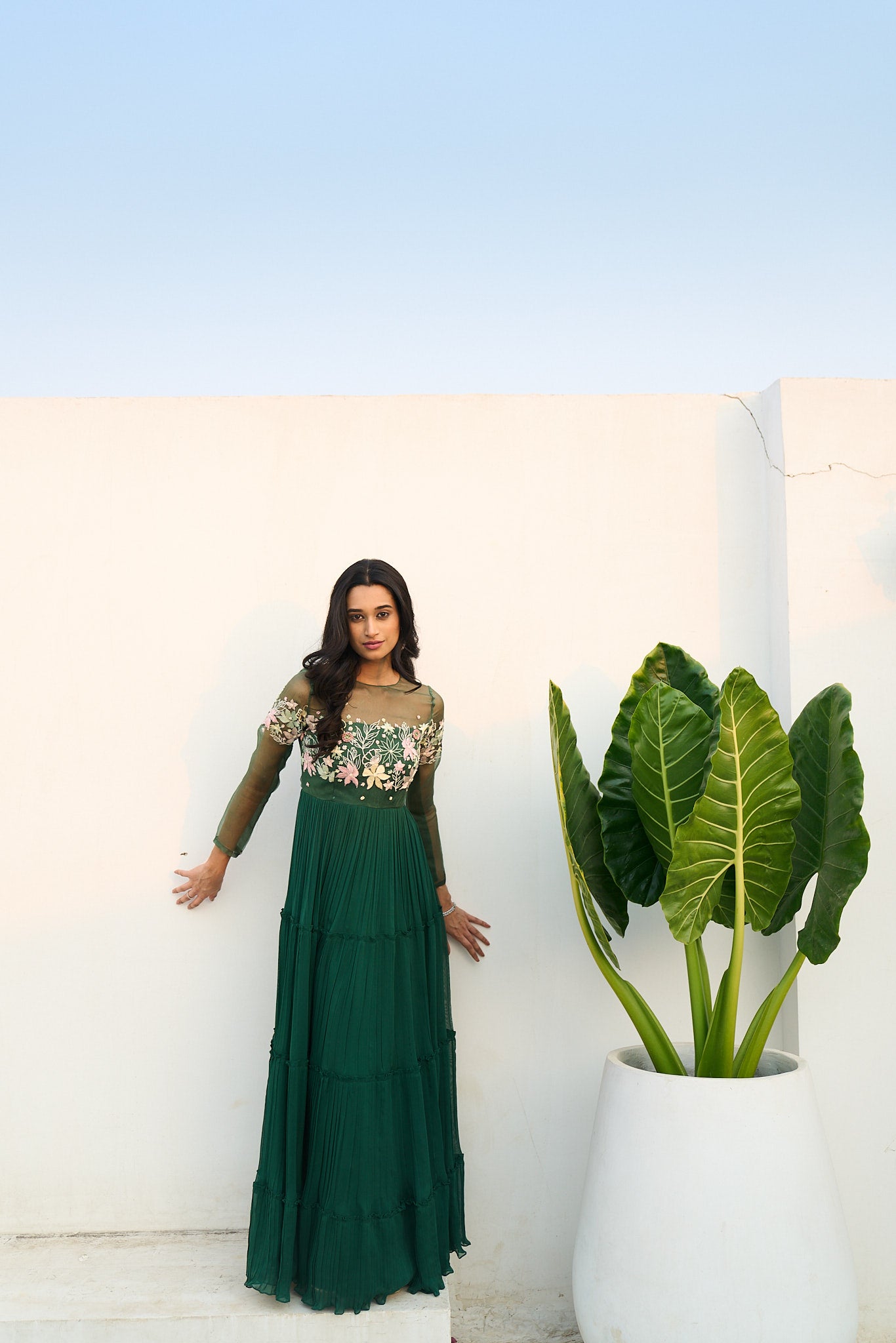 Noelle tiered Dress - Basil Green Issa Studio Noelle tiered Dress - Basil Green Issa Studio