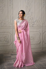 Saanvi Tissue Saree - Blush Pink