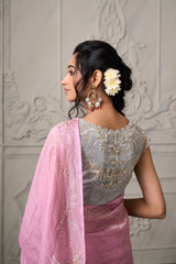 Saanvi Tissue Saree - Blush Pink