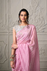 Saanvi Tissue Saree - Blush Pink