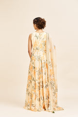 Kripa dress with dupatta- cream yellow