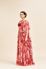 Mishika drape saree set_ Red