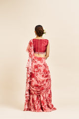 Mishika drape saree set_ Red