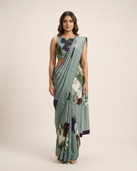 Rivermist Teal Blue Saree with Blouse