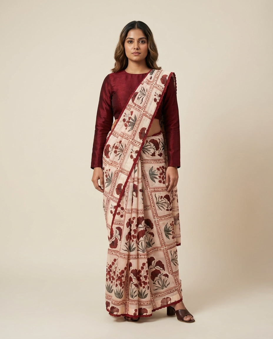 Zoe Red Organza Saree with Blouse