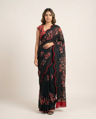 Una Saree Set _- Bottle Green