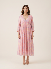 Ana Dress with Cape- Pink