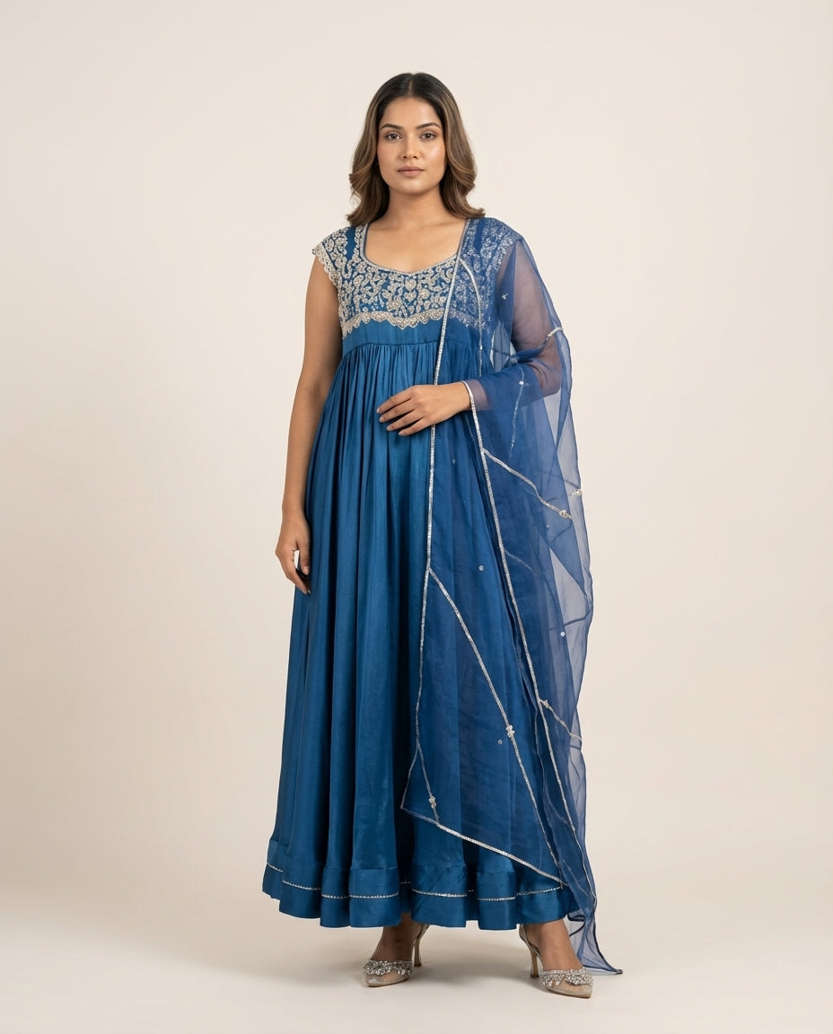 Venus Blue Anarkali with Dupatta RTS
