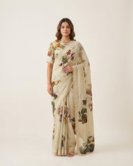 Blushbreeze Olive Green Saree with Blouse