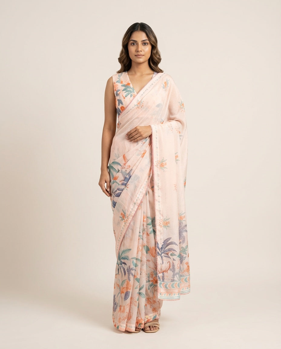 Seashell Ivory Saree with Blouse